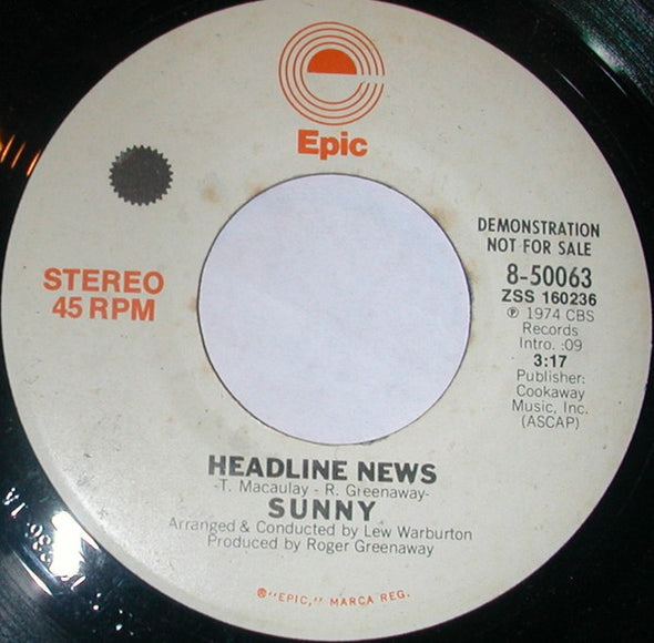 Sunny* : Headline News (7", Single, Mono, Promo)