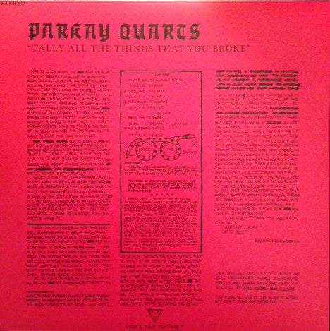 Parkay Quarts* : Tally All The Things That You Broke (12", EP)