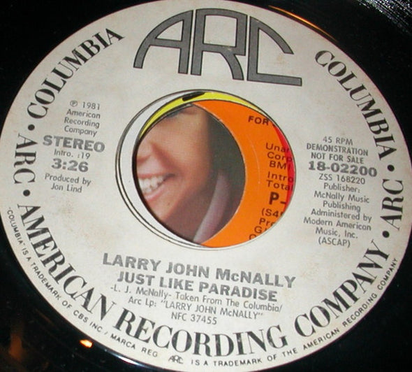 Larry John McNally : Just Like Paradise (7", Promo)