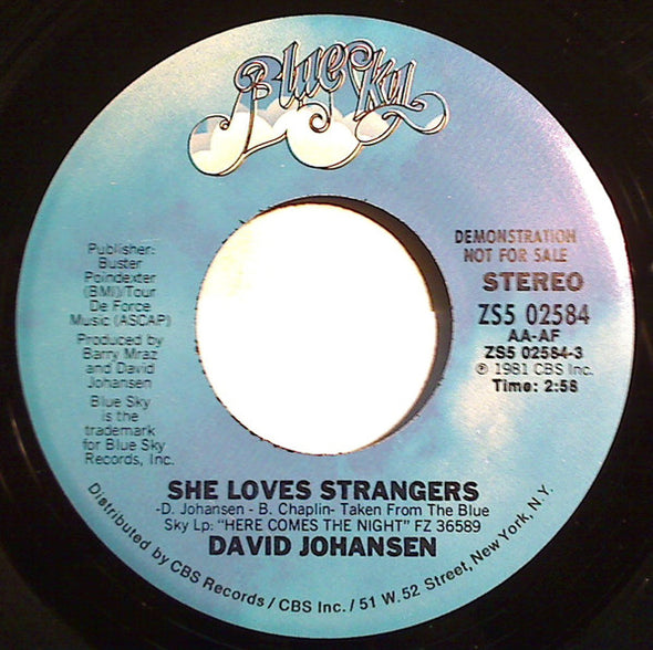 David Johansen : She Loves Strangers (7", Promo)