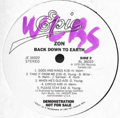 Zon (2) : Back Down To Earth (LP, Album, Promo)