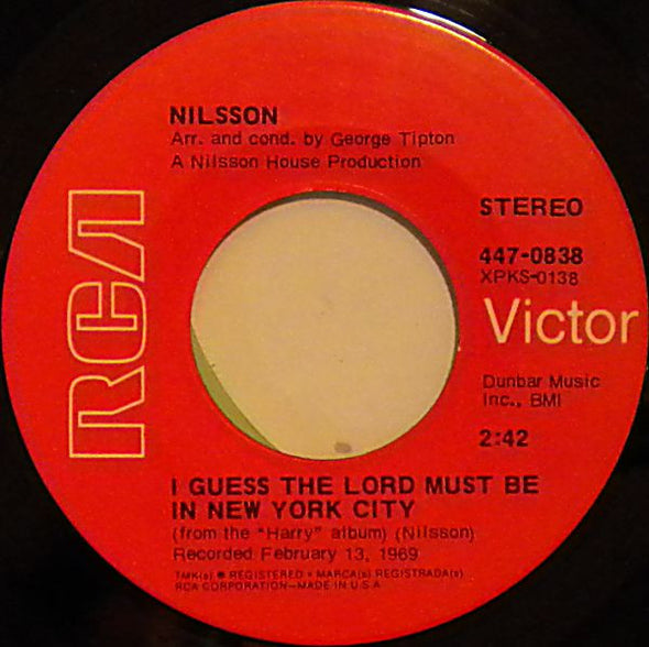 Harry Nilsson : Everybody's Talkin' / I Guess The Lord Must Be In New York City (7", Single)