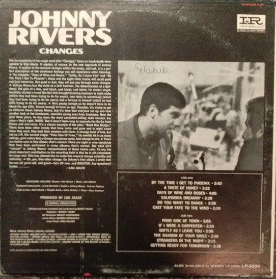 Johnny Rivers : Changes (LP, Album, Mono)