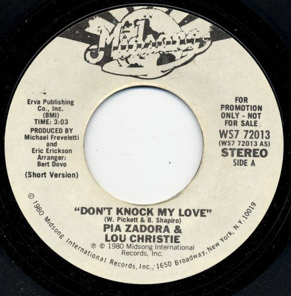 Pia Zadora & Lou Christie : Don't Knock My Love (7", Single, Promo)