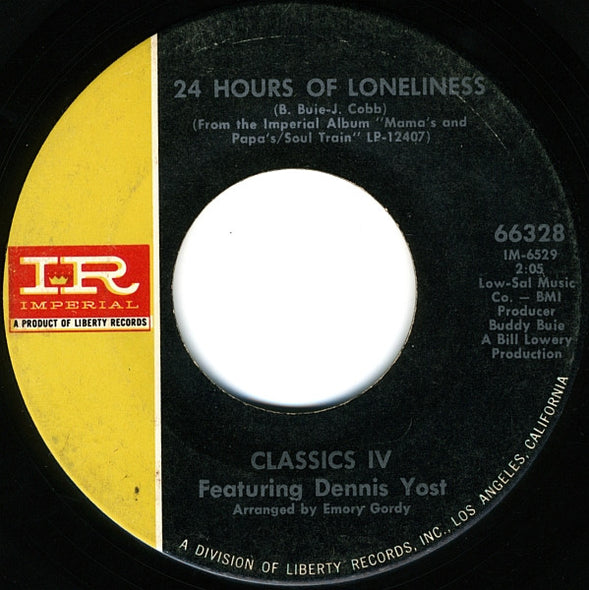 Classics IV* Featuring Dennis Yost : Stormy / 24 Hours Of Loneliness (7", Single)