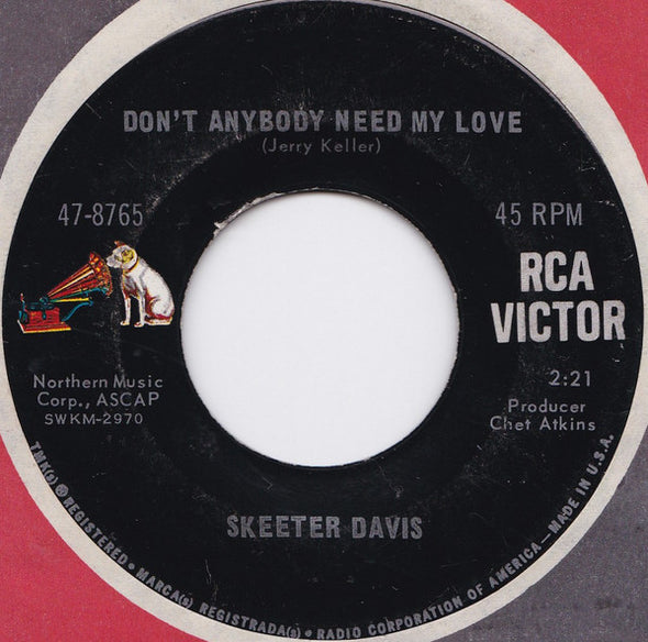 Skeeter Davis : I Can't See Me Without You (7", Single)