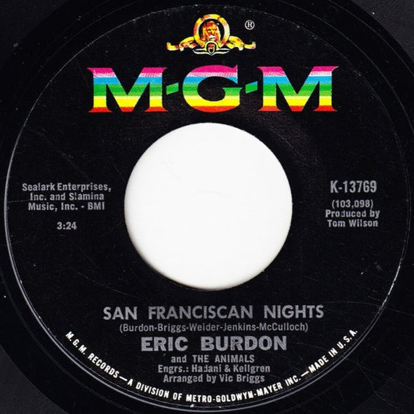 Eric Burdon And The Animals* : San Franciscan Nights (7", Single, Styrene)