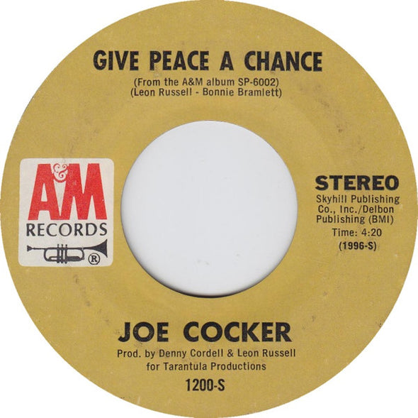 Joe Cocker : Cry Me A River / Give Peace A Chance (7", Mon)