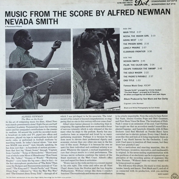 Alfred Newman : Nevada Smith (Music From The Score) (LP, Album, Mono)
