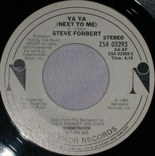 Steve Forbert : Ya Ya (Next To Me) (7", Promo)