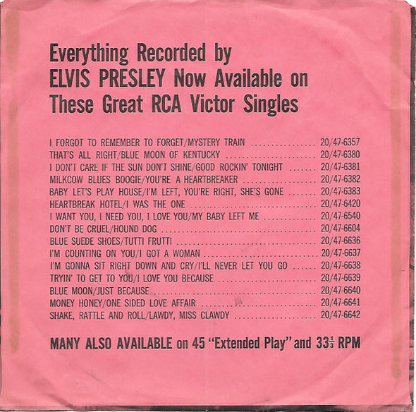 Elvis Presley : Love Me Tender (7")