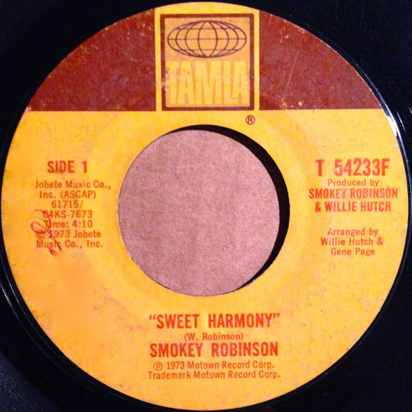 Smokey Robinson : Sweet Harmony (7", Single, Mon)