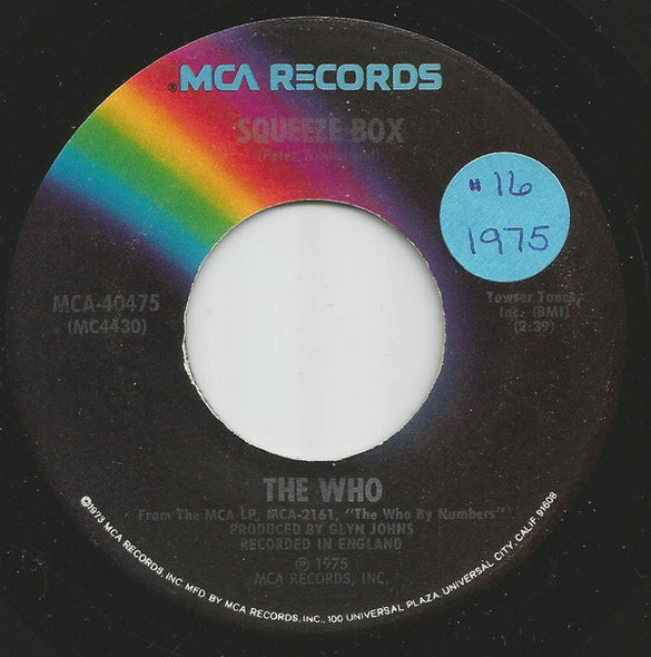 The Who : Squeeze Box  (7", Single, Pin)