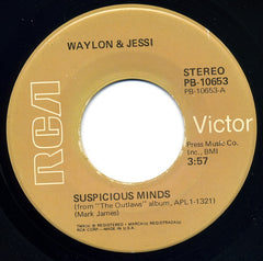 Waylon Jennings & Jessi Colter : Suspicious Minds (7", Single, RE, Ind)