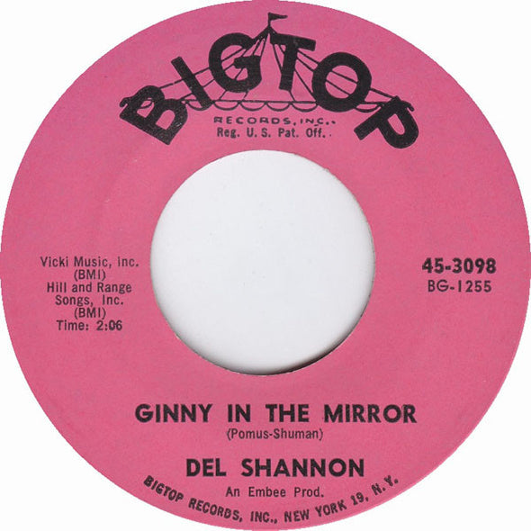 Del Shannon : Ginny In The Mirror / I Won't Be There (7", Single)