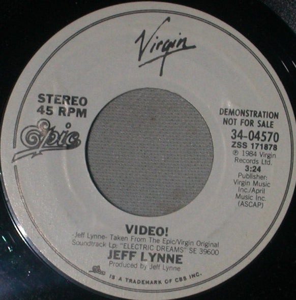 Jeff Lynne : Video! (7", Single, Promo)