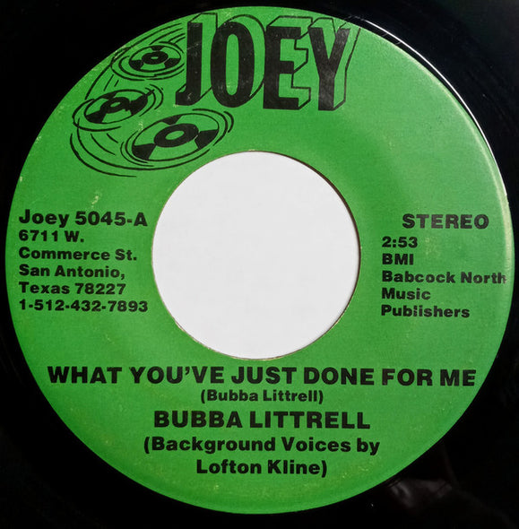 Bubba Littrell : What You've Done For Me / I'm Sorry For The Hateful Things I Did (7")