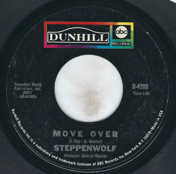 Steppenwolf : Move Over / Power Play (7", Single, Mono, Styrene, Mon)