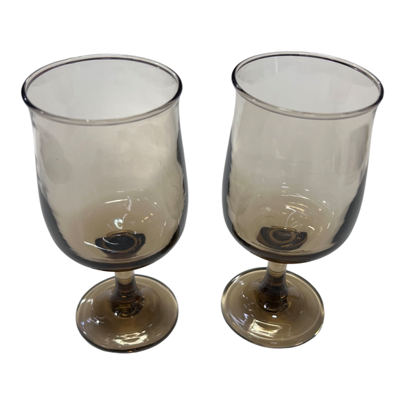 Vintage Brown Smoke Short Wine Glass Set (2)