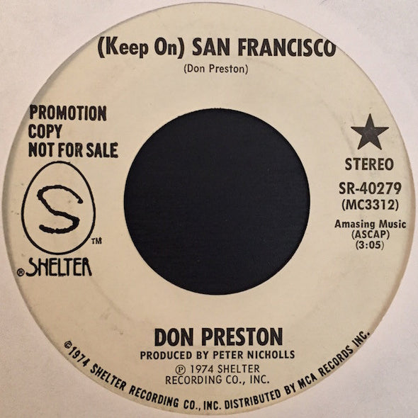 Don Preston (2) : (Keep On) San Francisco (7", Mono, Promo)
