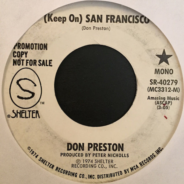 Don Preston (2) : (Keep On) San Francisco (7", Mono, Promo)