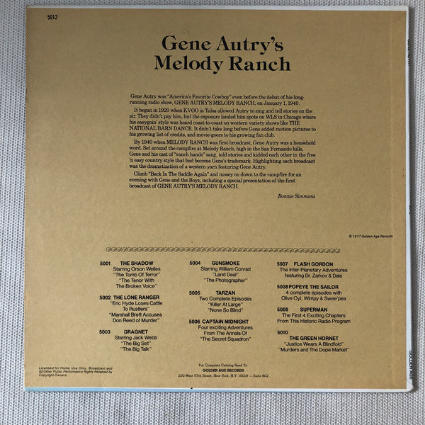 Gene Autry : Gene Autry's Melody Ranch (LP)