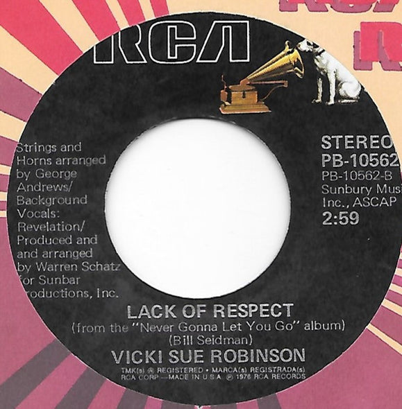 Vicki Sue Robinson : Turn The Beat Around / Lack Of Respect (7", RP, Bla)