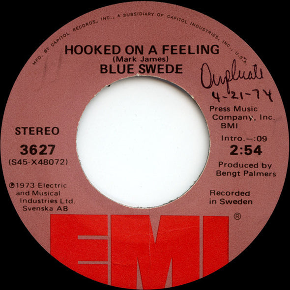 Blue Swede : Hooked On A Feeling (7", Single)