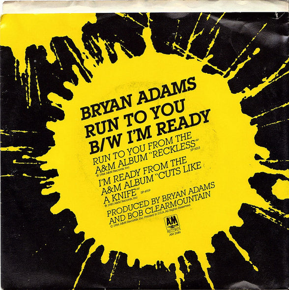 Bryan Adams : Run To You (7", Single, Styrene, R -)
