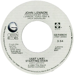 John Lennon : (Just Like) Starting Over (7", Single, Styrene, TI )