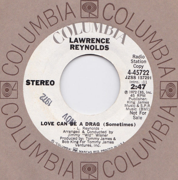 Lawrence Reynolds : Love Can Be A Drag (Sometimes) (7", Single, Mono, Promo)