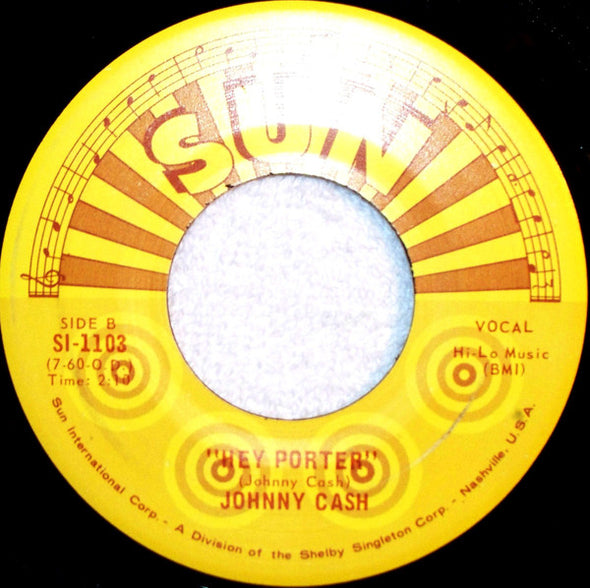 Johnny Cash : Get Rhythm / Hey Porter (7", RE, San)