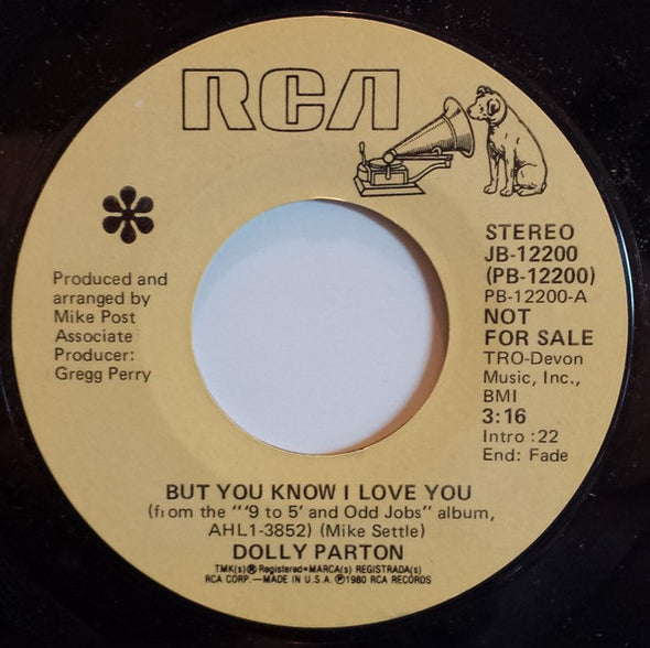 Dolly Parton : But You Know I Love You (7", Single, Promo)