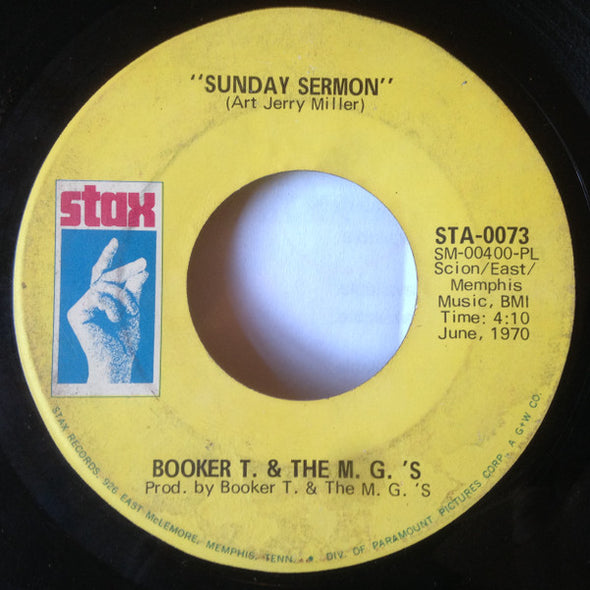 Booker T. & The M.G.'s* : Something / Sunday Sermon (7")