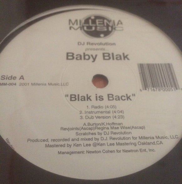 Baby Blak : Blak Is Back / Stand Clear (12")