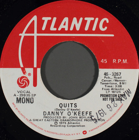 Danny O'Keefe : Quits (7", Single, Mono, Promo)