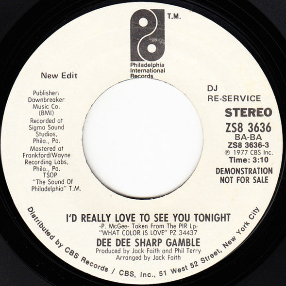 Dee Dee Sharp Gamble : I'd Really Like To See You Tonight (7", Single, Mono, Promo)