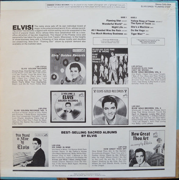 Elvis Presley : Elvis Sings Flaming Star (LP, Comp, RP, Roc)