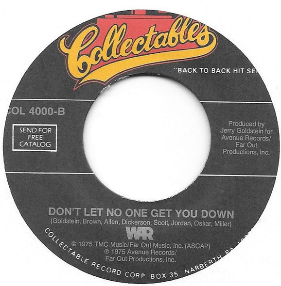 War : Low Rider / Don't Let No One Get You Down (7", Single, RE)
