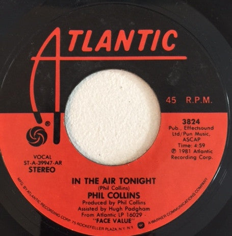 Phil Collins : In The Air Tonight (7", Single, AR)