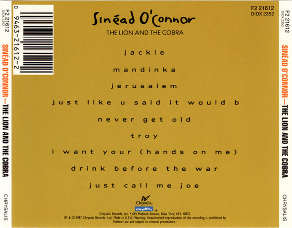 Sinéad O'Connor : The Lion And The Cobra (CD, Album, RE)
