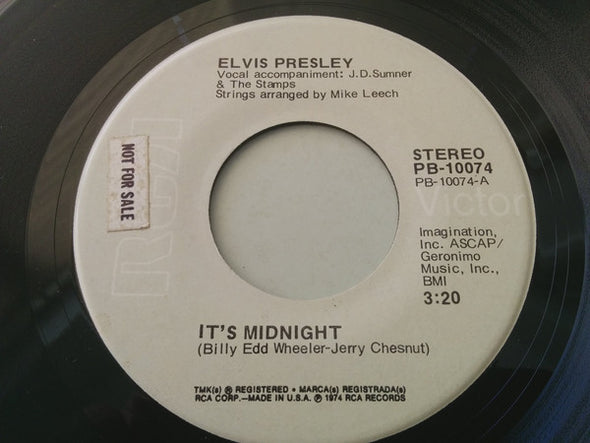 Elvis Presley : It's Midnight / Promised Land (7", Single, Promo)