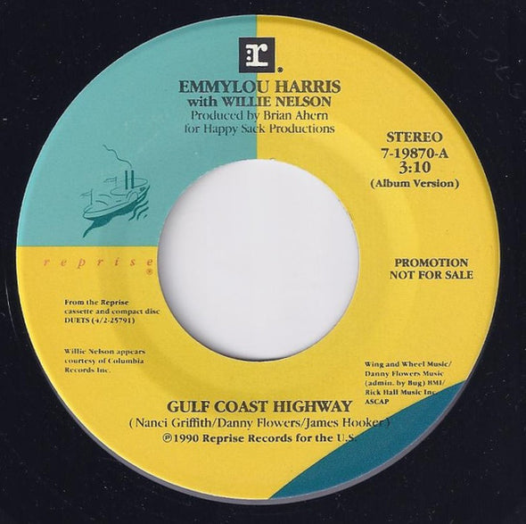 Emmylou Harris, Willie Nelson : Gulf Coast Highway (7", Promo)