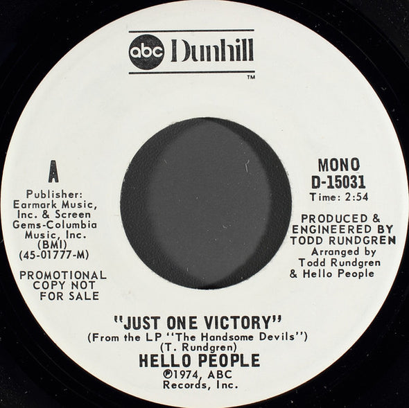 Hello People : Just One Victory (7", Mono, Promo)