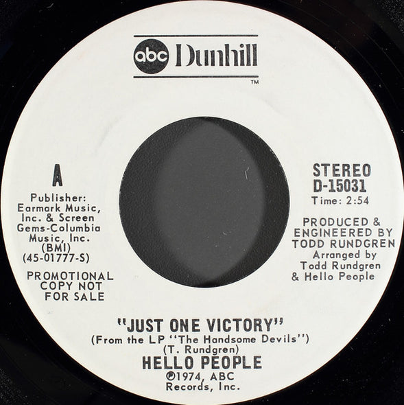 Hello People : Just One Victory (7", Mono, Promo)