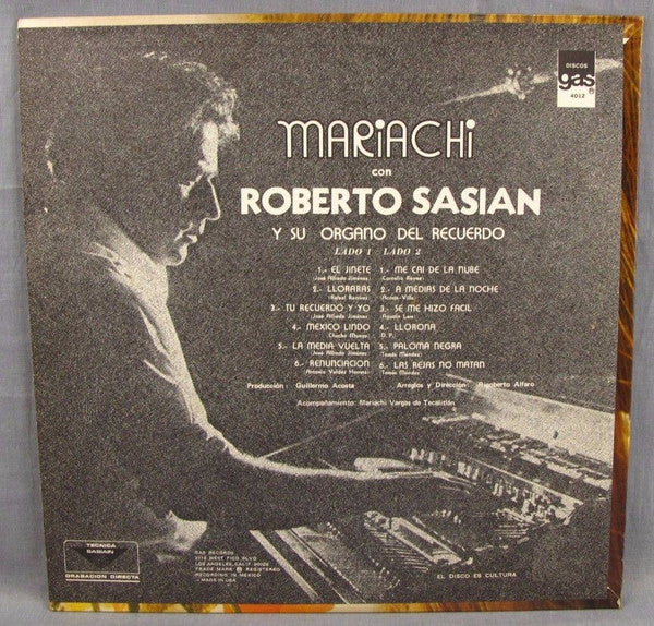 Roberto Sasian Y Su Organo Del Recuerdo* : Mariachi (LP, Album)
