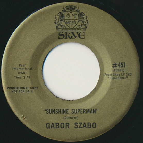 Gabor Szabo : Sunshine Superman / (Theme From) Valley Of The Dolls (7", Single, Promo)