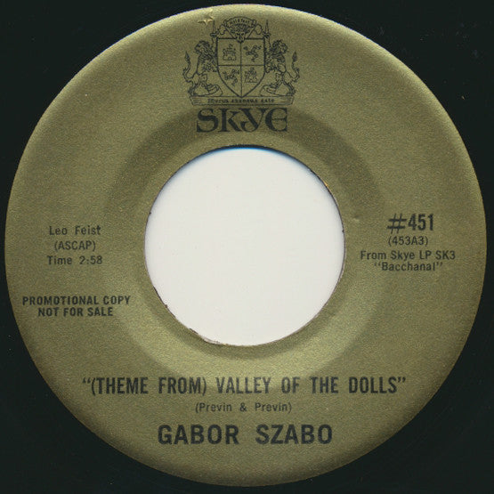Gabor Szabo : Sunshine Superman / (Theme From) Valley Of The Dolls (7", Single, Promo)