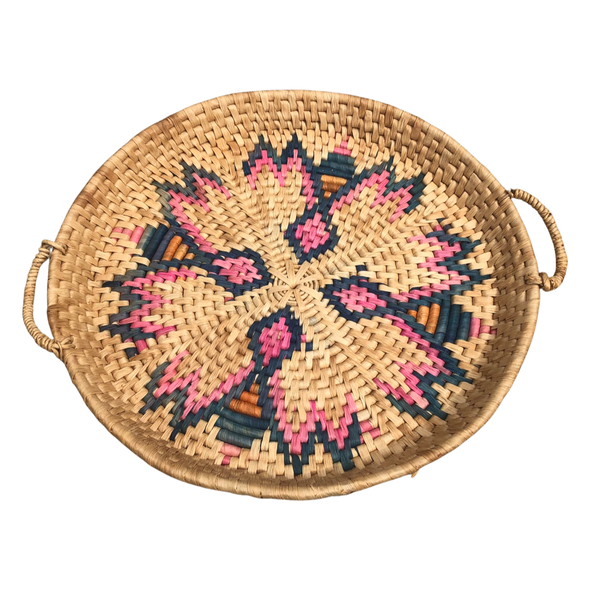 Vintage Southwestern Dyed Geometric Woven Table Basket
