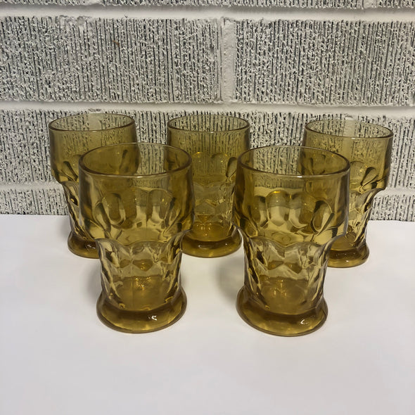 Vintage Amber Drinking Glass Set (5)